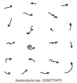 Hand Drawn Black Arrow Set Collection On White Background Vector