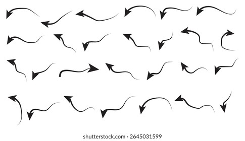Hand drawn black arrow set.