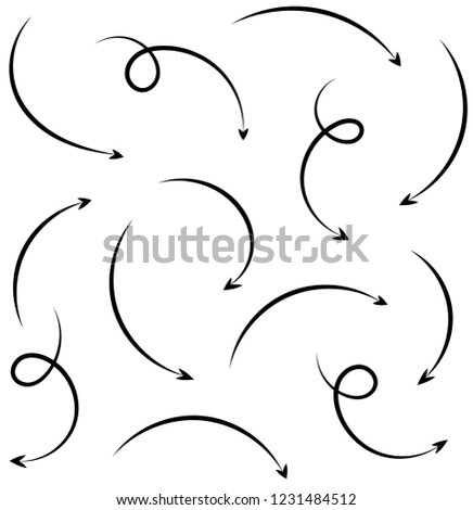 Hand Drawn Black Arrow Set in Doodle Style
