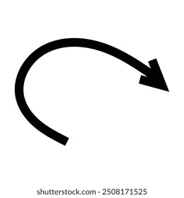 hand drawn black arrow in thin line stroke isolated on white background