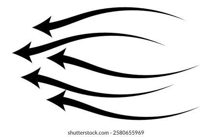 Hand drawn black arrows collection Set, simple flat curved arrows isolated on white background. Vector set of trendy long Direction arrows left and right in flat style, eps10