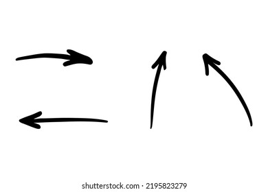 Hand drawn black arrows icon set isolated on white background
