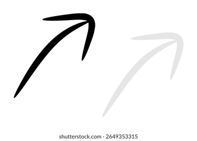 Hand drawn black arrows icon set. Isolated design vector illustration on black, gray and white background.