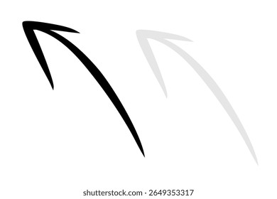 Hand drawn black arrows icon set. Isolated design vector illustration on black, gray and white background.