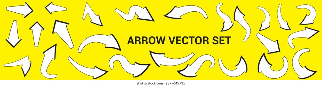 Las flechas negras dibujadas a mano aisladas en un fondo blanco. Conjunto de elementos de diseño de ilustración de vector