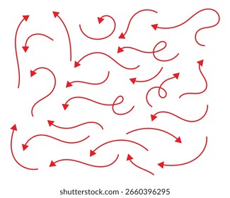 Hand drawn black arrows isolated on white background. Vector illustration design element set.