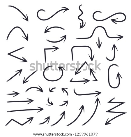 Hand drawn black arrows. Vector illustration isolated on white background