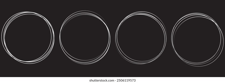 Diseño de Vector circular blanco de fondo negro dibujado a mano eps 10