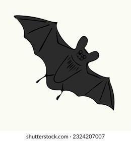 Hand drawn black bat Vector illustration for Walpurgis Night, Halloween
