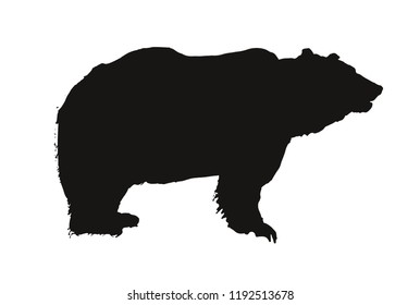 Hand Drawn Black Bear Vector Silhouette, Simple Animal Logo Symbol