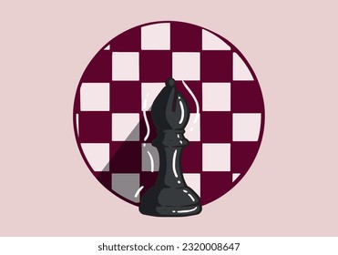 Hand drawn black bishop chess pieces isolated on background. Chess logo for web site, app and print presentation. Creative art concept