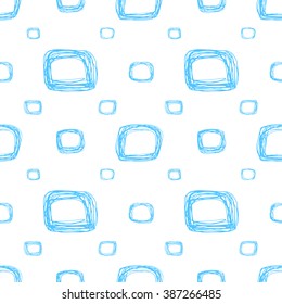Hand drawn black brush circles and dots seamless pattern, vector illustration.