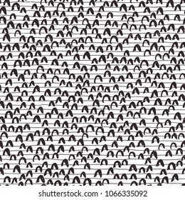 Hand drawn black brush stroke seamless pattern. Vector illustration.