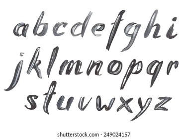 Hand drawn black brush strokes oil painting font.