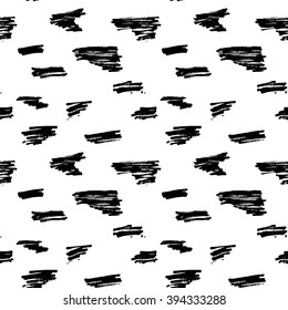 Hand drawn black brushed texture seamless pattern, vector illustration.