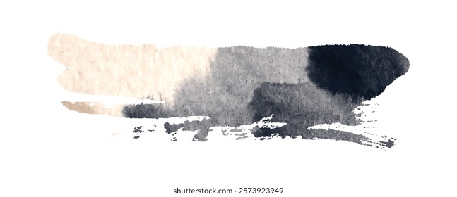 Hand drawn black brushstroke element on white white background decorations in Chinese painting style. Art abstract landscape template design.