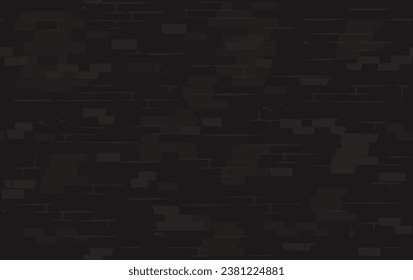 Hand Drawn Black Cartoon Brick Wall, UI Games Asset, Seamless Texture. Simple Background for Games, Print, Textile and Outdoors