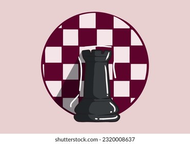 Hand drawn black castle chess pieces isolated on background. Chess logo for web site, app and print presentation. Creative art concept