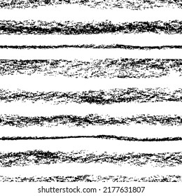Hand drawn black charcoal lines vector seamless pattern. Horizontal parallel dry stripes. Black thick and thin lines on white background. Trendy hipster textile background, simple geometric ornament. 