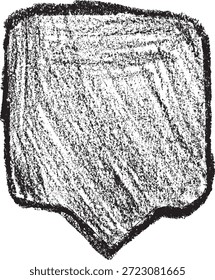 Handgezeichnete schwarze, rechteckige Sprechblase aus Holzkohle mit grundiger Textur einzeln auf weißem Hintergrund.
