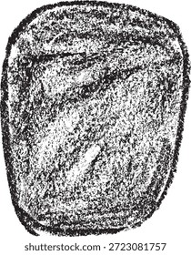Handgezeichnete schwarze Holzkohle, abgerundete Sprechblase mit grungiger Textur, einzeln auf weißem Hintergrund.
