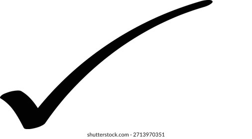 Dibujado a mano icono de marca de verificación negro. Símbolo de Vector de la marca de trazo de pincel para la Aprobación o la elección correcta.
