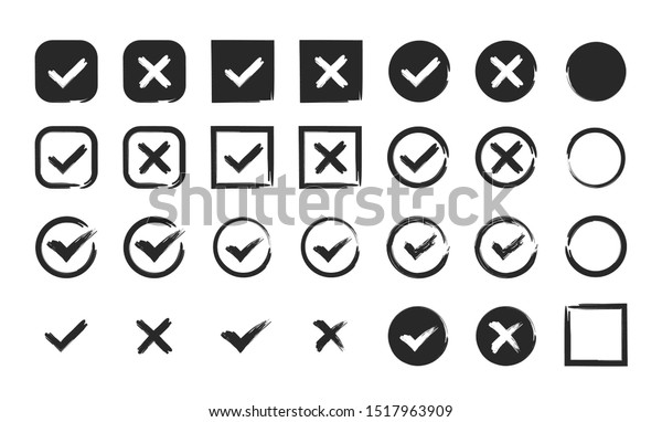 Hand Drawn Black Check Mark Black Stock Vector (royalty Free 