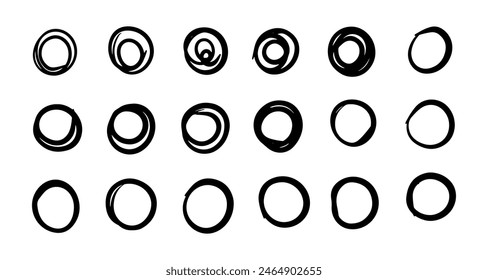 Hand drawn black circle highlight. Doodle vector round frame. Stylish design element by pen or pencil