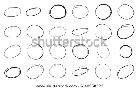 Hand drawn black circle icon. brush drawn highlight marker. Pictograms and infographics for mobile apps. vector illustration.	