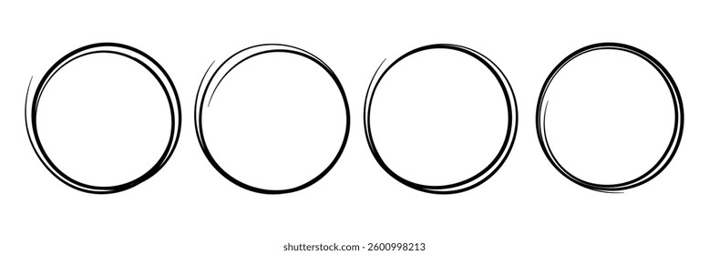 Hand drawn black circle, pen drawn circle, doodle circle vector, eps 10.