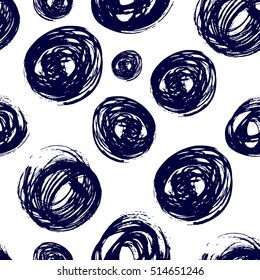Hand drawn black circles Abstract vector seamless pattern. Circle background.