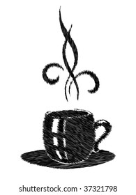 Hand drawn black coffee cup.  Vector illustration.