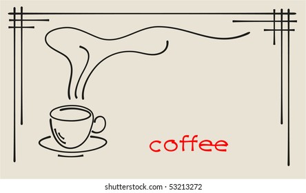 Hand drawn black coffee cup.  Vector illustration.