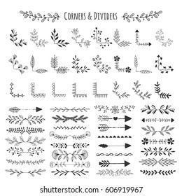 Set Hand Drawn Corner Borders Fancy Stock Vector (Royalty Free ...