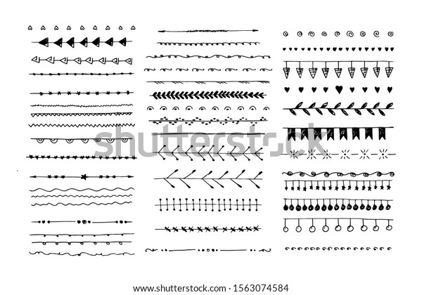 Hand drawn black doodle line borders.\
Decorative elements sketched on white\
background