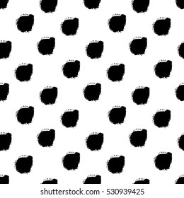 Hand drawn black dots seamless pattern.