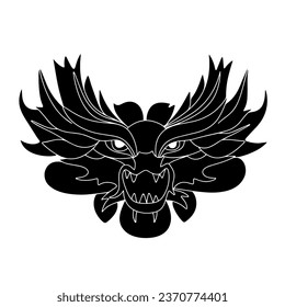 Hand drawn black dragon's head silhouette. Vector illustration