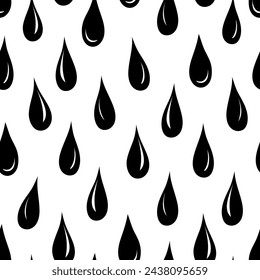 Hand drawn black droplets on white background. Black and white polka drops vector seamless pattern. Appealing surface art for printing or use in graphic design projects.