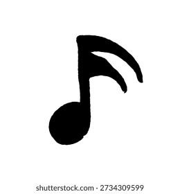 Dibujado a mano Negro Octavo Icono de Nota de Música Silueta Musical Simple con Bandera