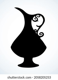 Hand drawn black emblem design art middle arabia ethnic islam eid gold ornate style ware carafe kettle ewer object set. Closeup view cartoon saudi uae asia tea meal teapot bottle dish white text space