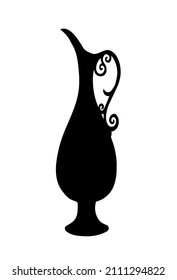 Hand drawn black emblem design art middle arabia ethnic islam eid gold ornate style ware carafe kettle ewer object set. Closeup view cartoon saudi uae asia tea meal teapot bottle dish white text space