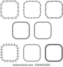 hand drawn black embroidery stitch vector square frames