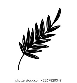 Handgezeichnete schwarze Blumenelemente auf weißem Hintergrund. Blumendekorative Verwendung für die Verzierung von Text, Karten, Einladung. Blumenskizze.
