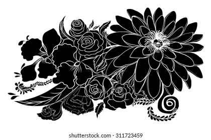 hand drawn black flower