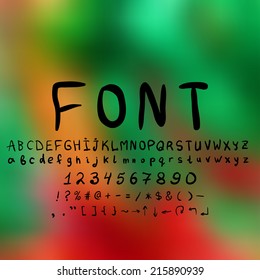 Hand drawn black font. All letters and symbols for typographic text.