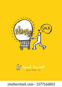 Hand drawn black friday sale poster - vector