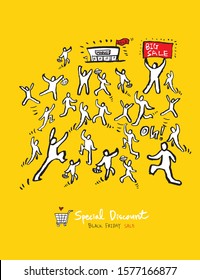 Hand drawn black friday sale poster - vector