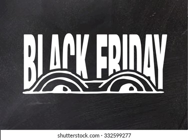 Hand drawn Black Friday sticker on blackboard. Vector illustration.