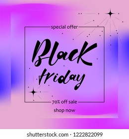 Hand drawn BLACK FRIDAY typography poster. Space background.Text for card, postcard, logo, badge.  Vector illustration EPS 10