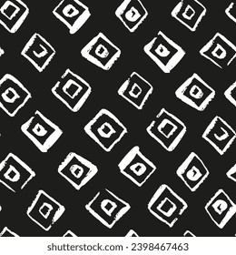 Patrón sin fisuras de rabus geométrico negro dibujado a mano. fondo de tinta monocromo
